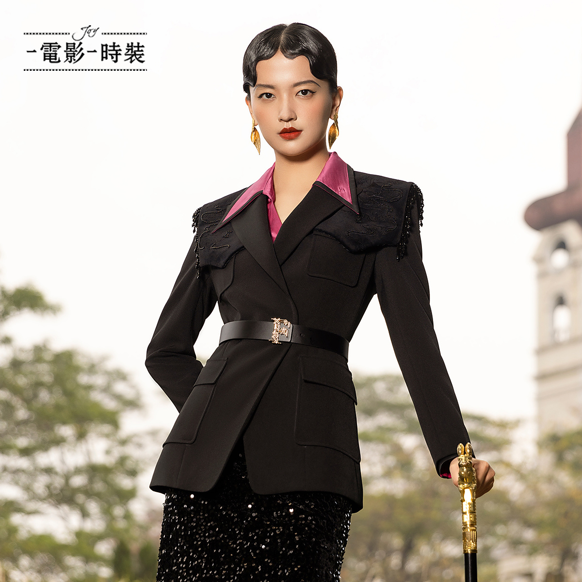 【九月专属】一电影一时装酷飒职场西装外套（不含腰带）FEBG134522