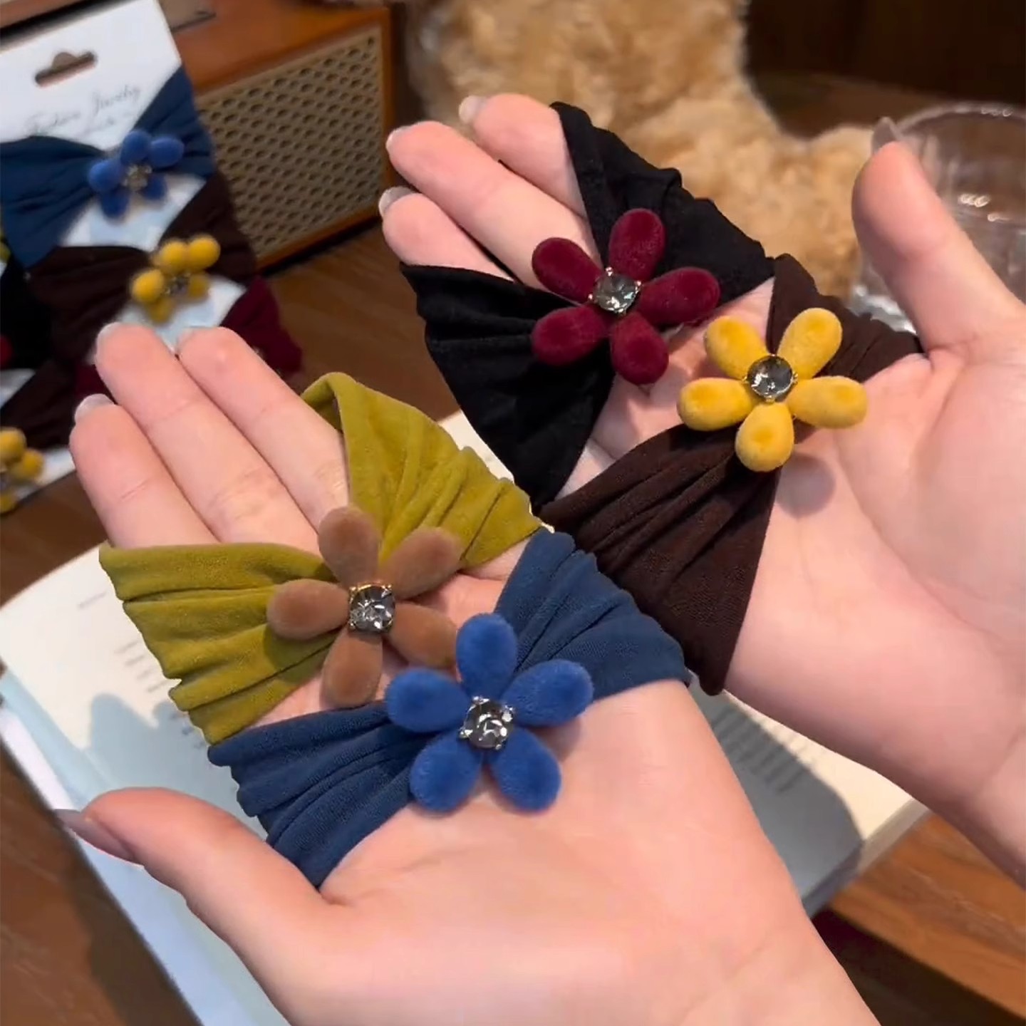 水钻花朵加宽面膜发圈女2025新款高马尾头绳高弹力橡皮筋扎头发绳