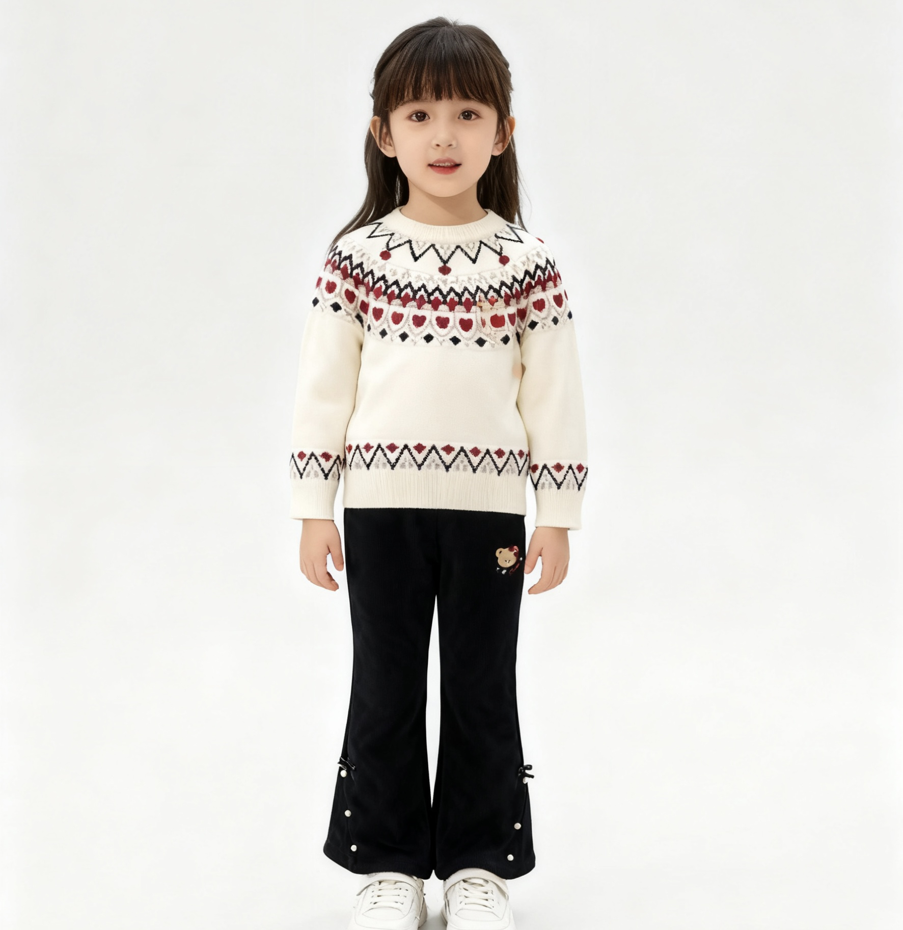 1【麋鹿心愿】DL25001女宝冬季百搭毛衣洋气时髦新品2025儿童童装