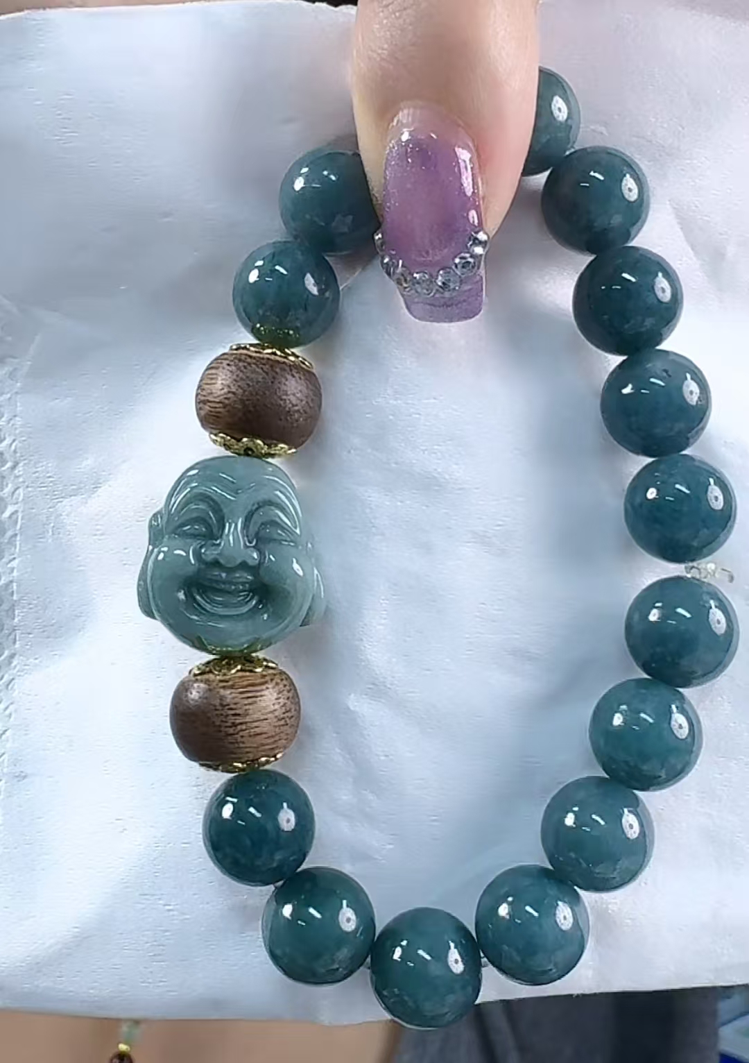 天然翡翠A货佛头手串（多样性发货发其一）