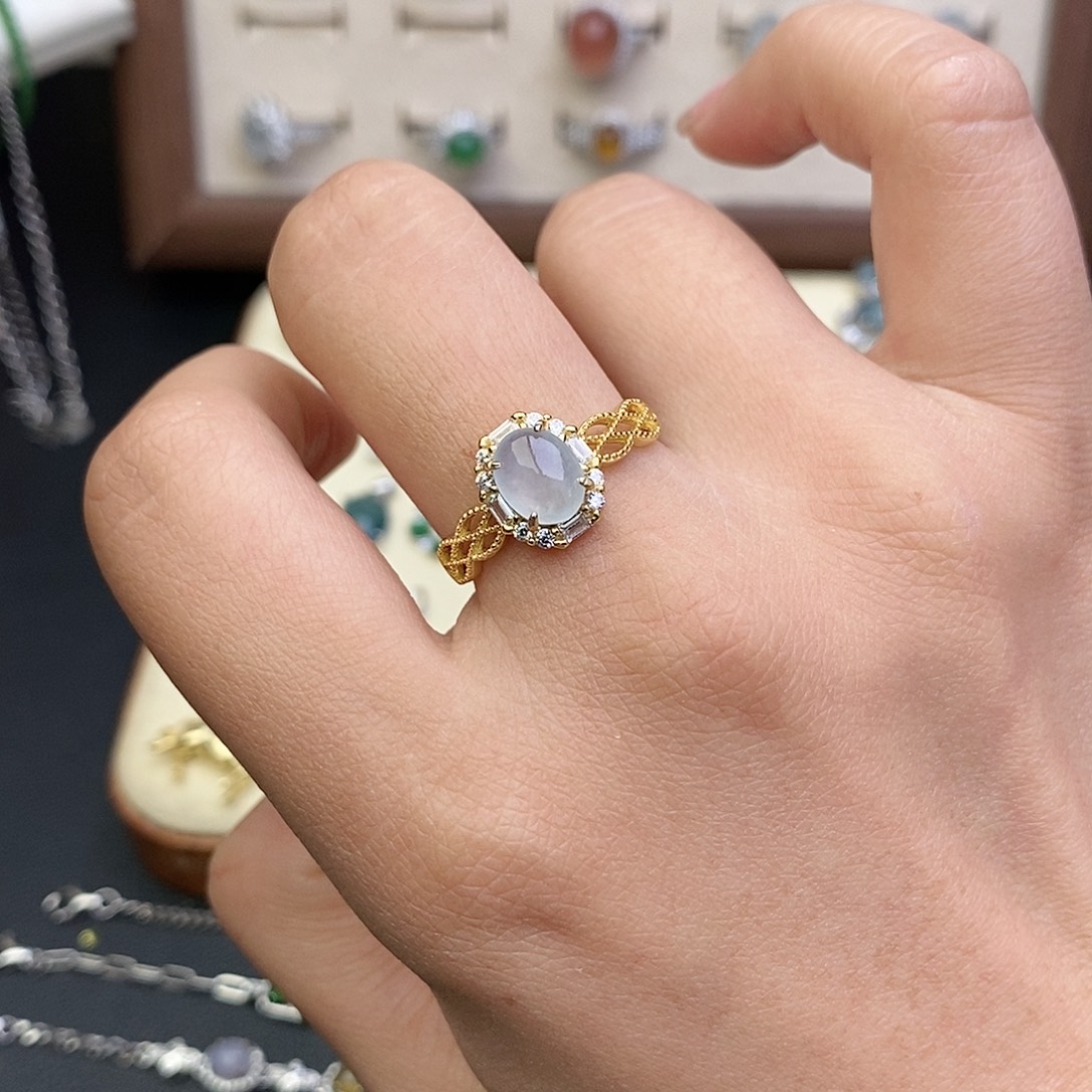 翡翠银S925镶嵌戒指