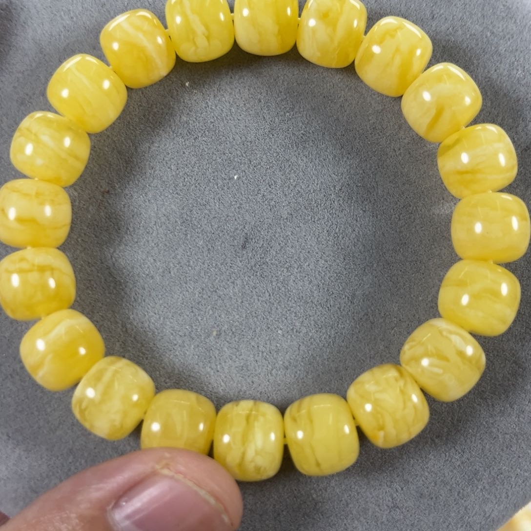 蜜蜡手串未镶嵌纯天然俄料白花虎皮