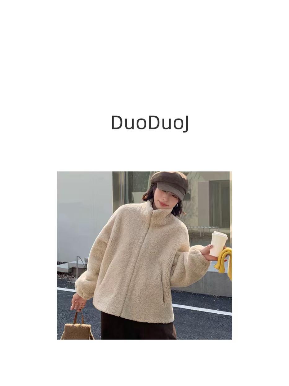 【DuoDuoJ】【糕糕拉链外套5358】韩系休闲百搭立领简约加厚外套