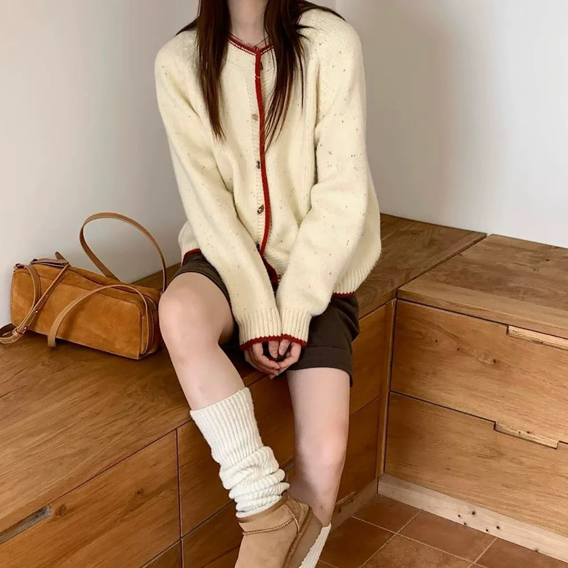 2524 门巾领子撞色韩系毛衣