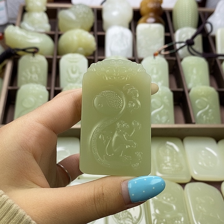 昆仑石双面守护猴