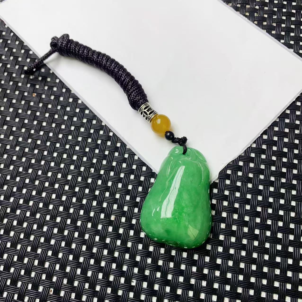 [石矿]A1566绿色福瓜项链吊坠
