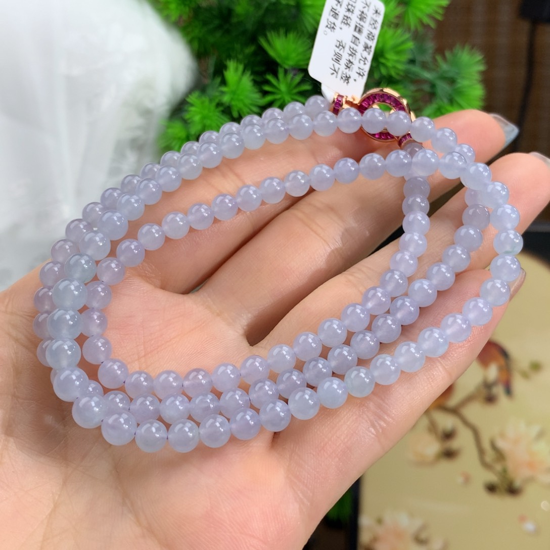 翡翠手链未镶嵌冰紫底项链卡5.2m m