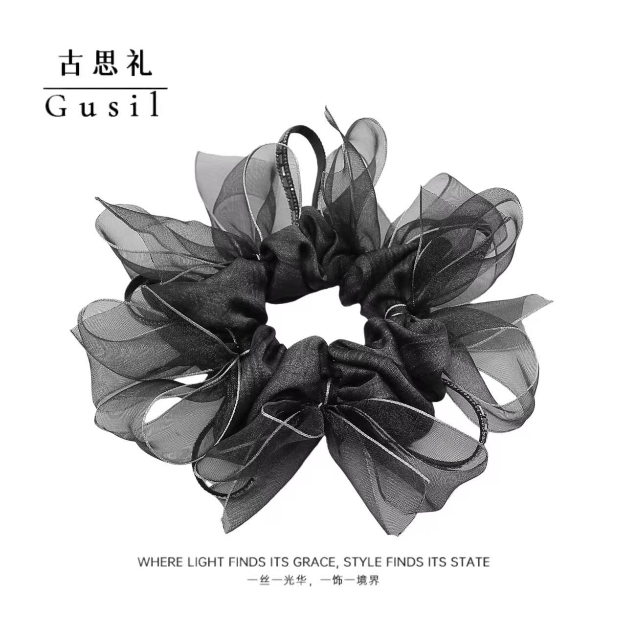 古思礼韩系慵懒低丸子时尚蝴蝶结大肠发圈GS9470