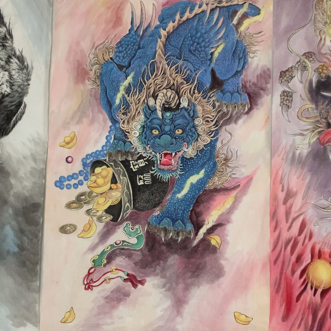 国画?****7福利作品六尺手绘招财进宝