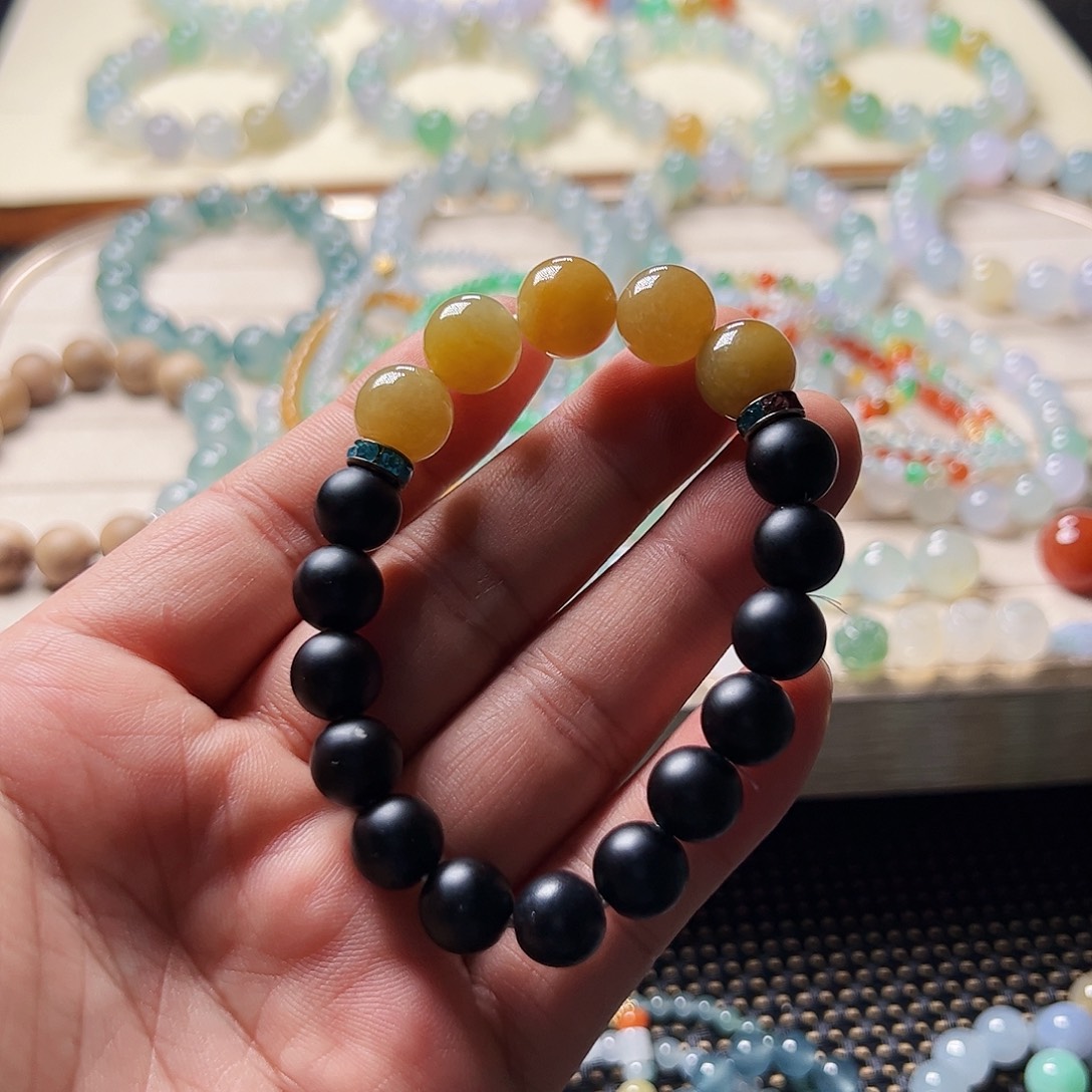 翡翠未镶嵌手链黄翡半圈