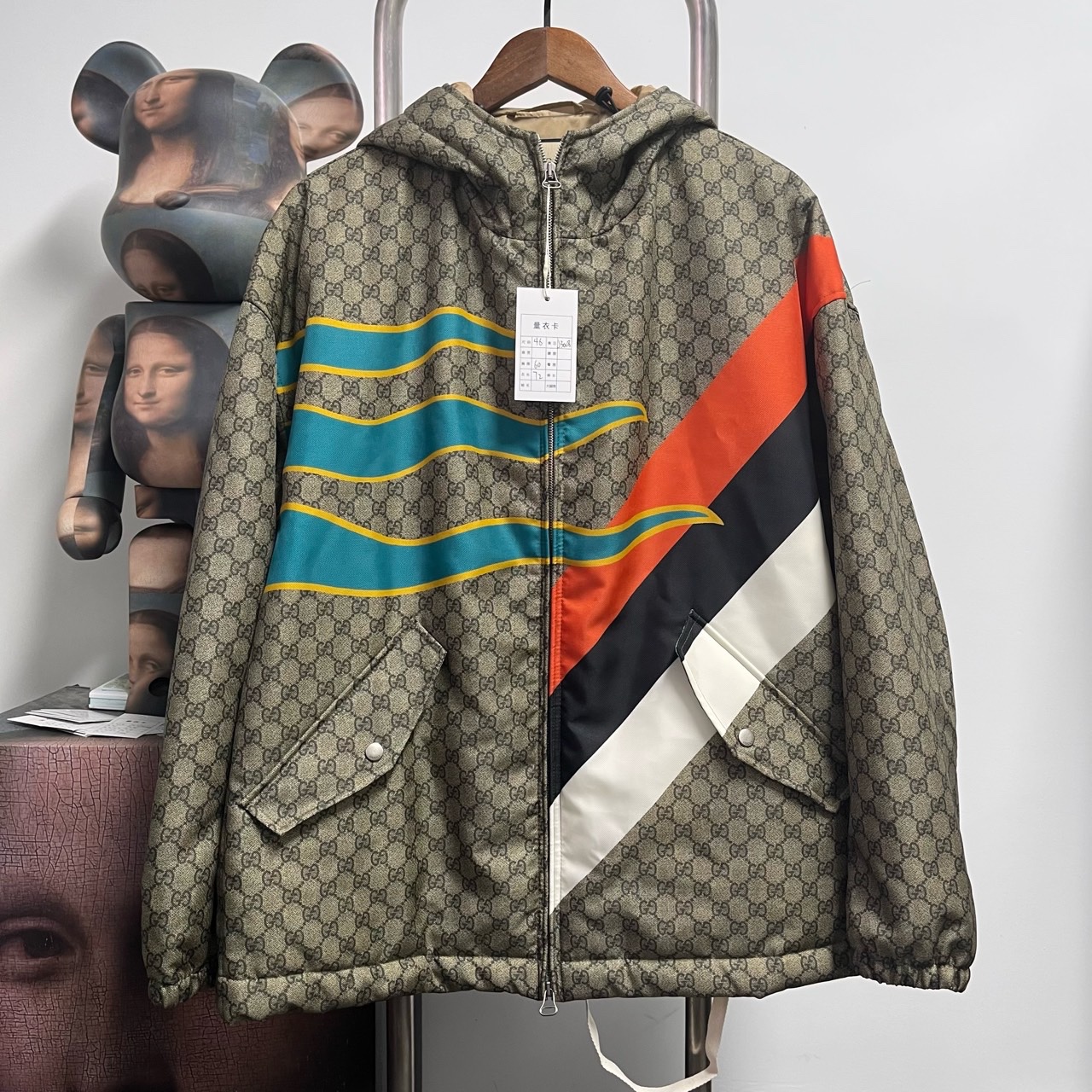 99新 GUCCI/古驰 火焰满印棉服外套 W2912尺码：54 衣长79 胸围70