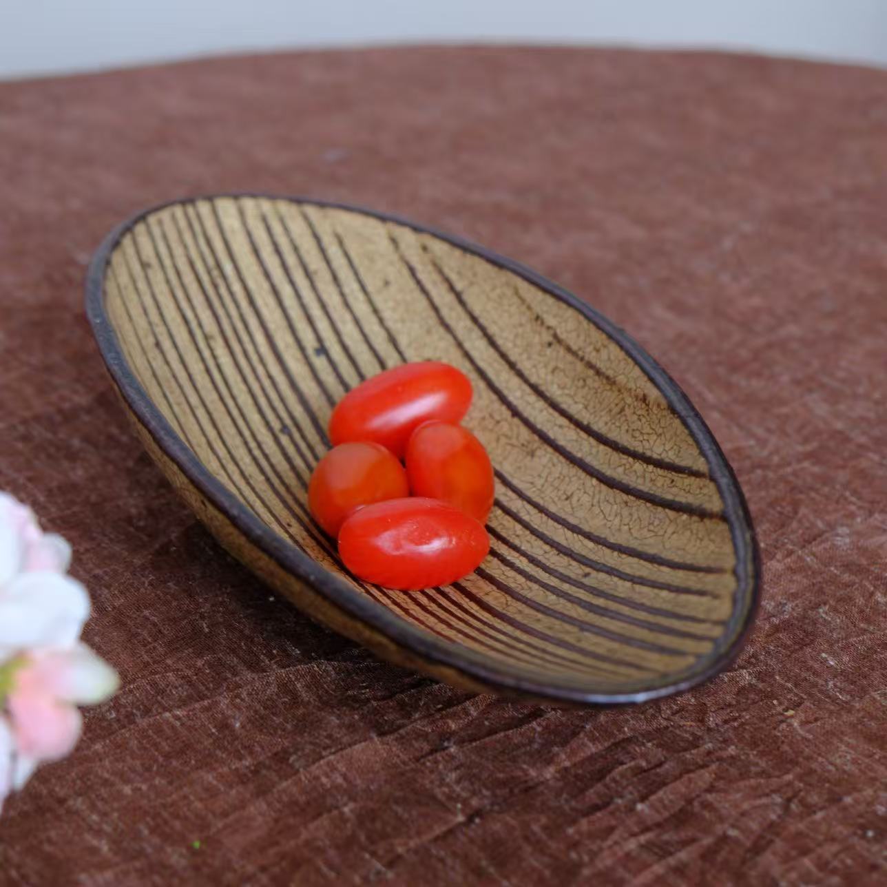 小喜宅 落苏悸秋椭圆盘（口径约12*24.5cm）