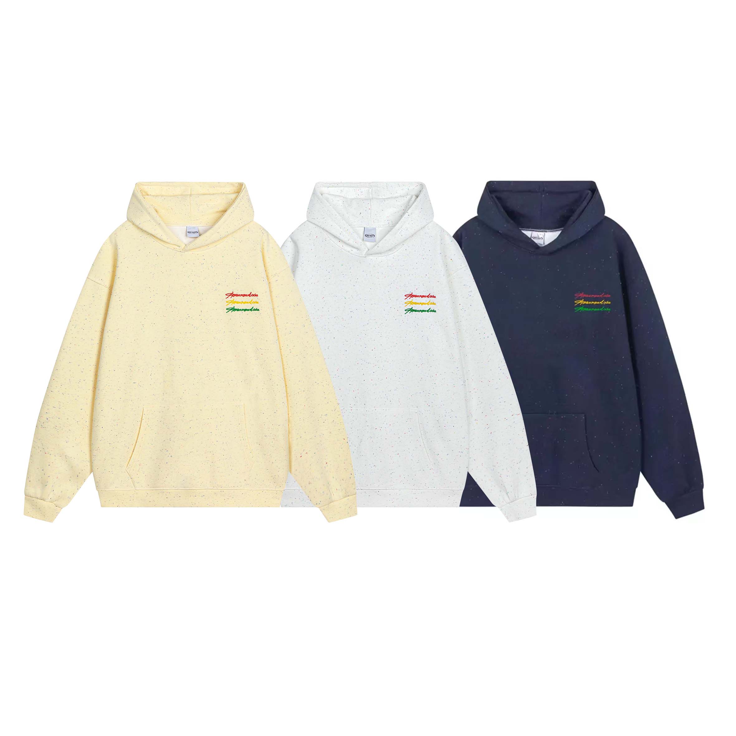 ROSE2025秋冬季潮流百搭宽松彩点刺绣带帽口袋套头卫衣男女款式