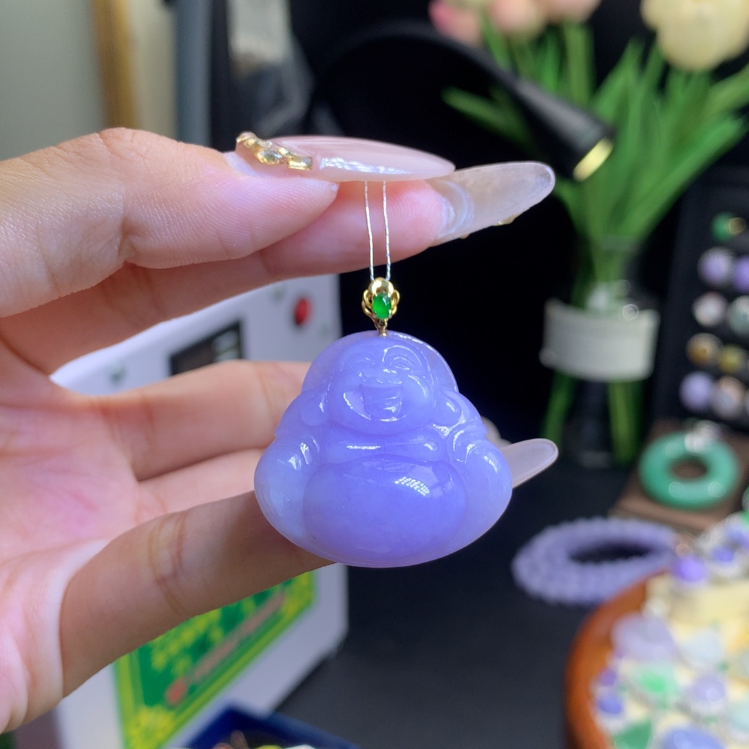 翡翠18K金镶嵌颈饰天然