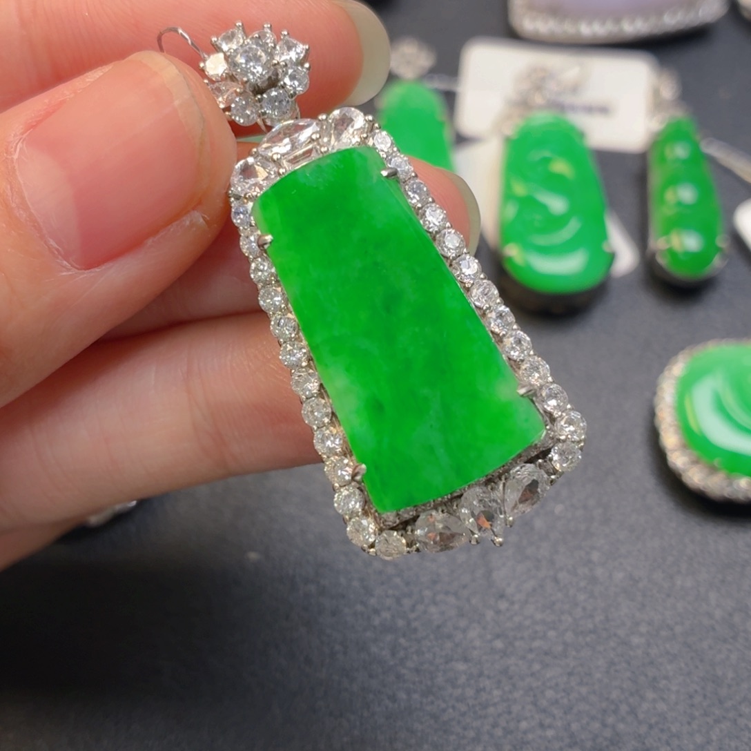 翡翠银S925镶嵌吊坠(不含链)