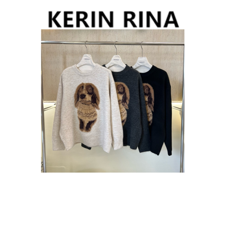 Kerin{权苟}--牛皮绒貂毛小狗圆领毛衣