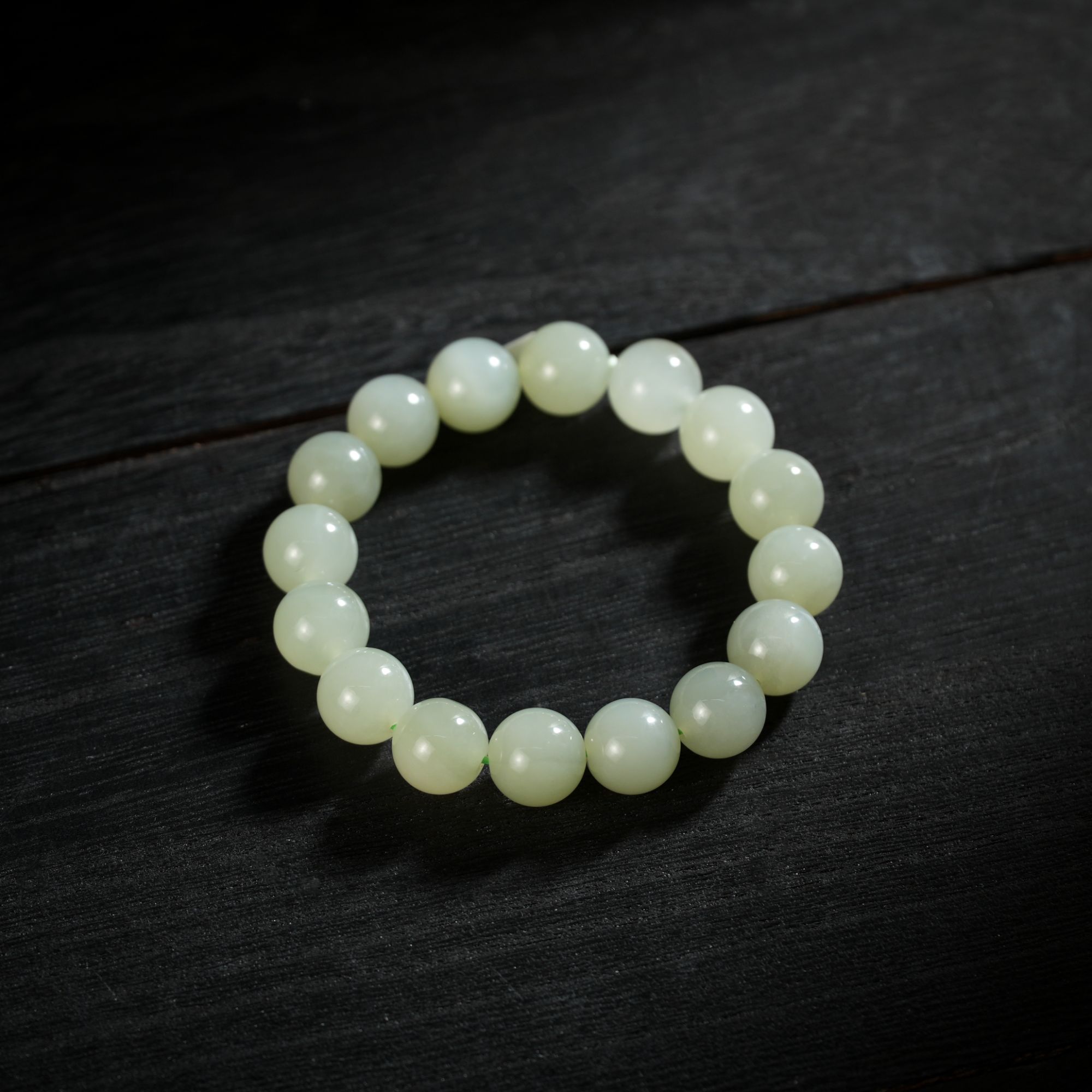 【老掌柜】和田玉且末蓝圆珠手串12m+ DEC041305