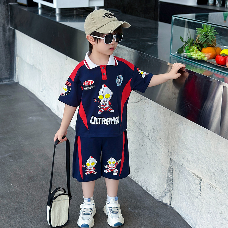 奥特曼衣服男童夏季夏装套装2026新款宝宝儿童帅气短袖两件套