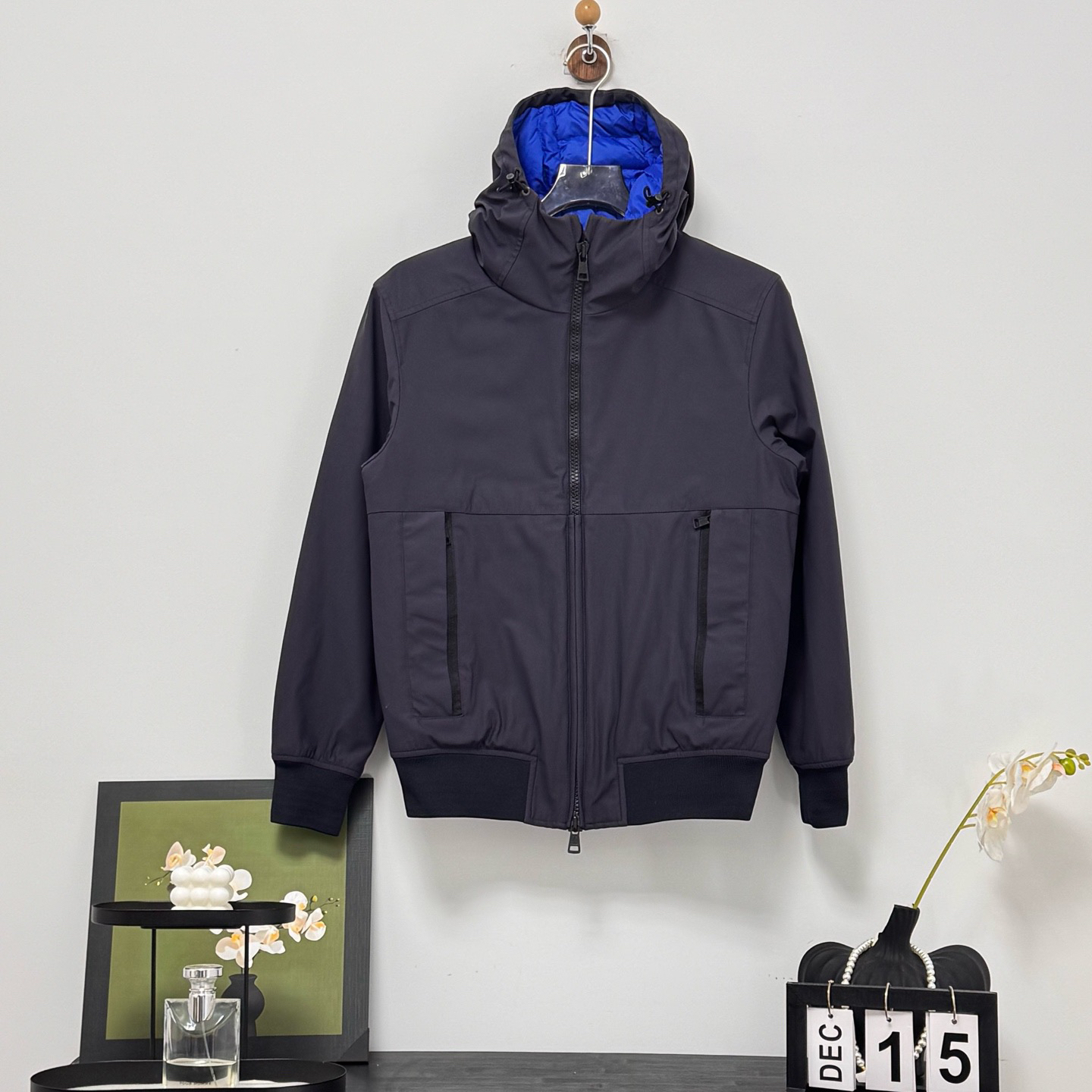99新 MONCLER Moncler DERVA蓝色徽标logo羽绒服 0码 