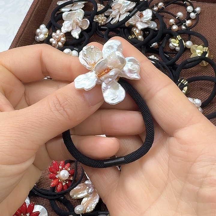 淡水珍珠发饰银S925镶嵌