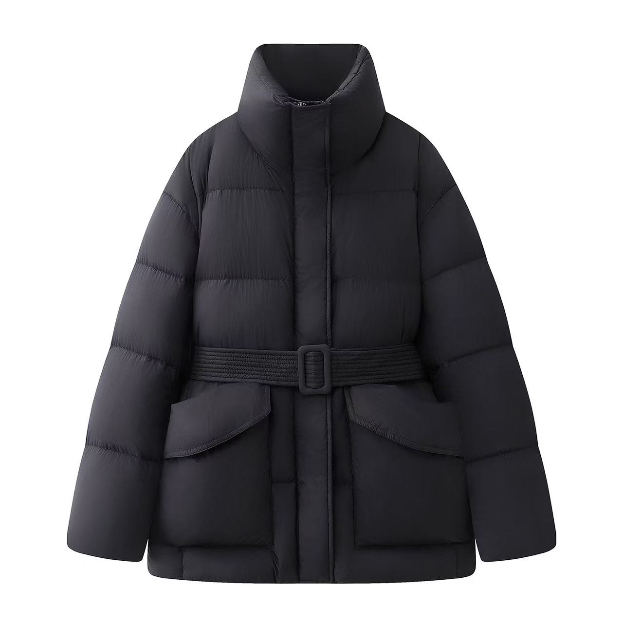 2025冬季新款立领收腰带腰带显瘦羽绒服中长款保暖外套女4154