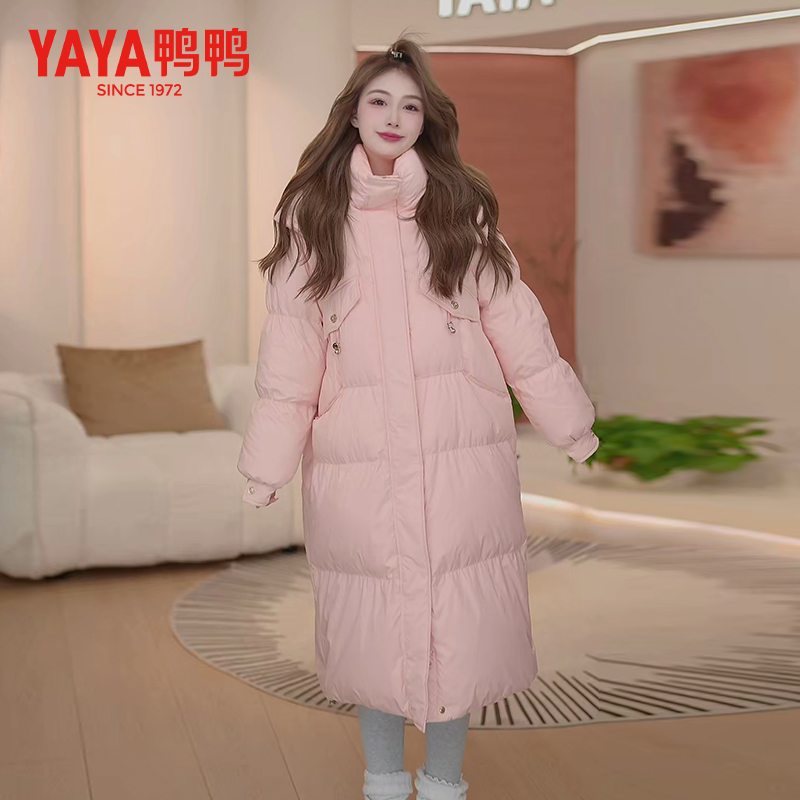 YAYA/鸭鸭长款羽绒服时尚连帽保暖秋冬中长款防风韩版YE3B634693L