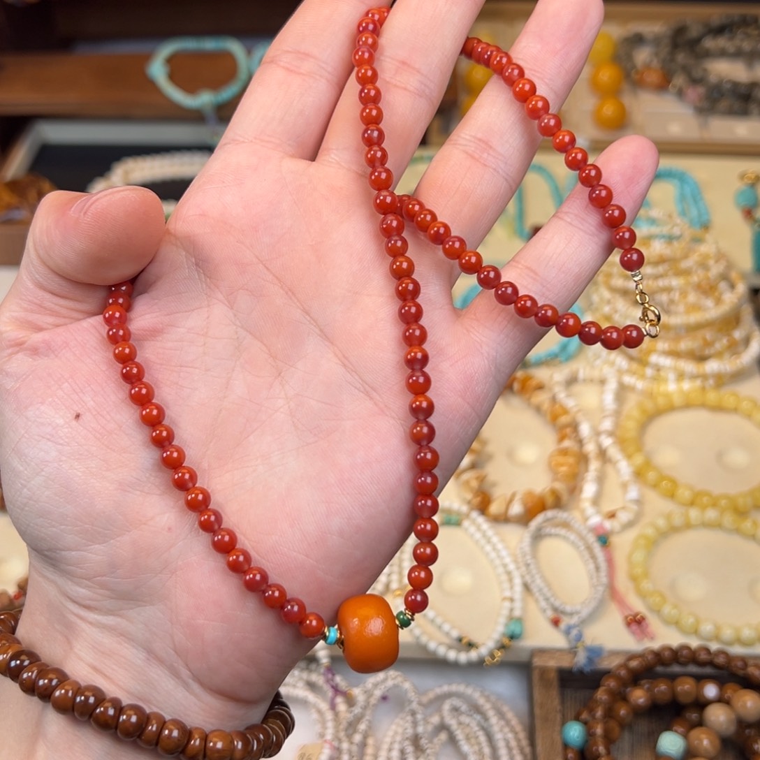 南红玛瑙未镶嵌颈饰南红项链设计款