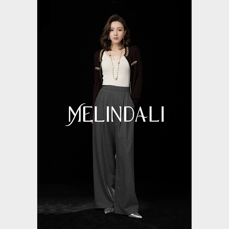 Melinda Li【招牌廓形】法式优雅轻通勤可机洗羊毛呢高腰宽松阔腿