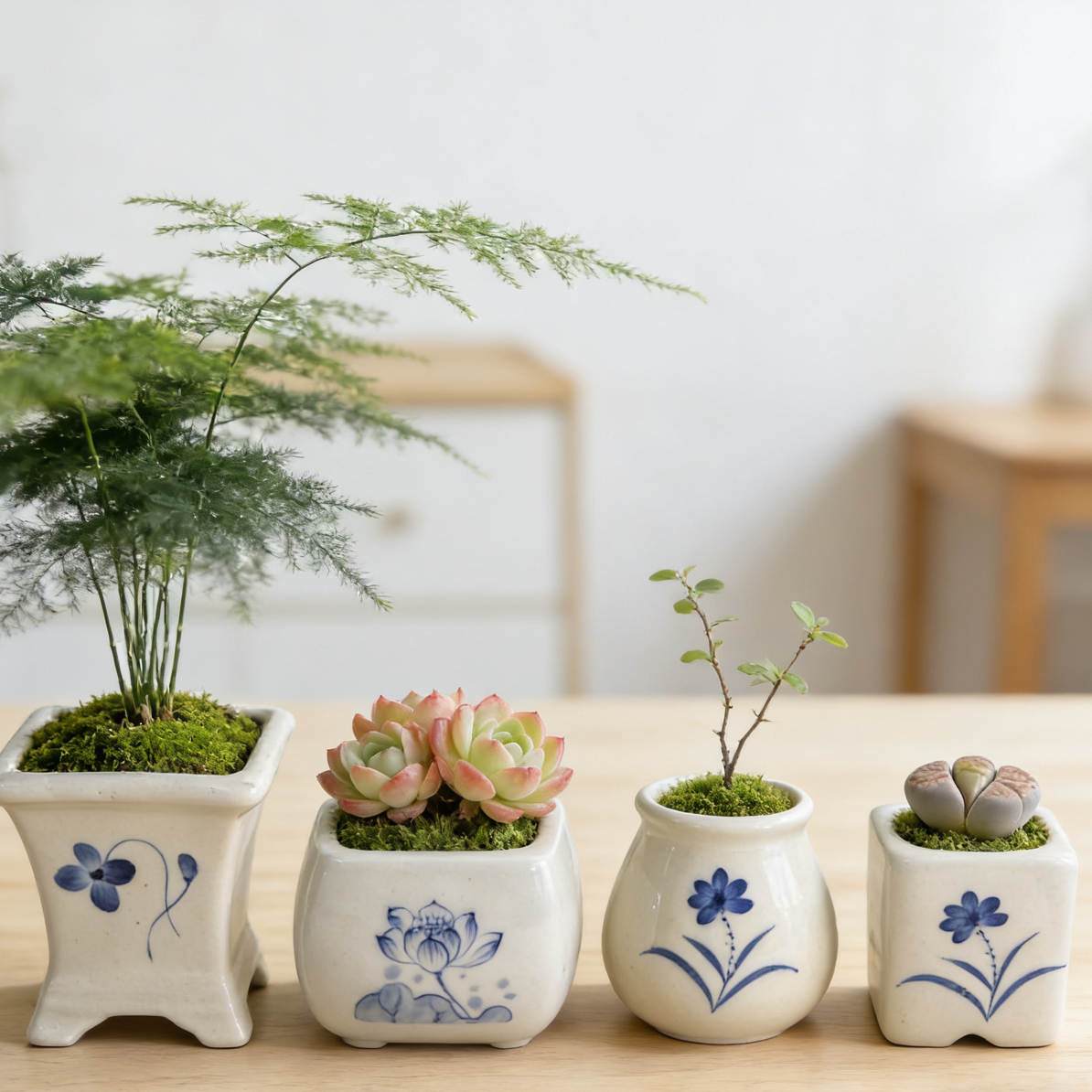 多肉花盆套组合陶瓷一套吸水盆口径绿植花卉室内肉肉室内网红爆款