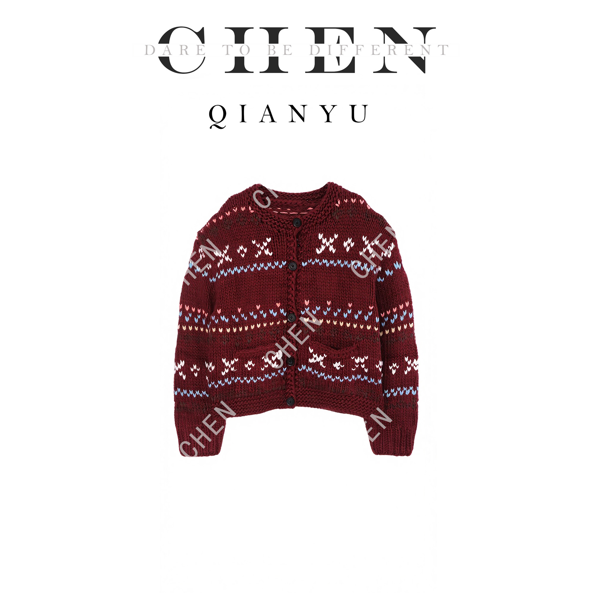 【陈陈私服】复古时尚设计感提花毛衣洋气减龄显瘦针织开衫25111123