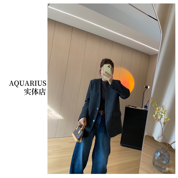 【AQUARIUS 】（流金都市）披肩西装羽绒服65385