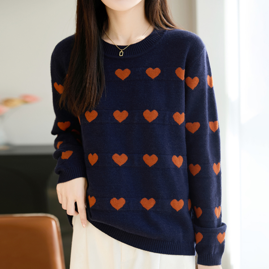 亲肤绒~爱心提花慵懒风女秋冬上衣