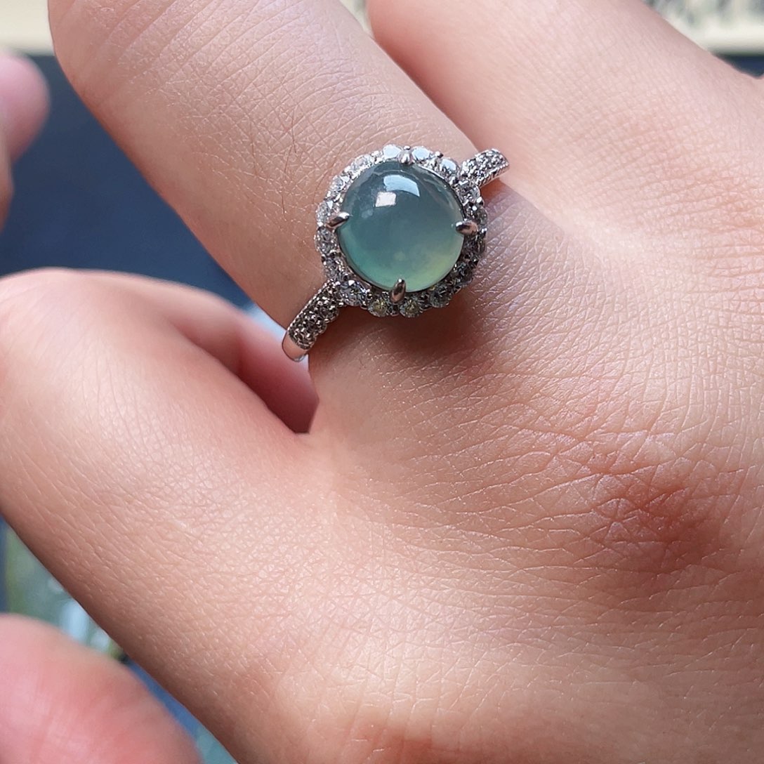 翡翠戒指银S925镶嵌戒指