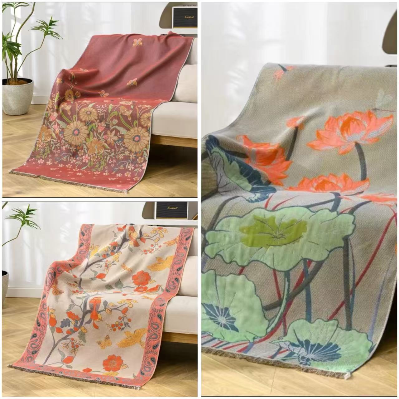 【品牌·原装】80*160加厚吸水亲肤浴巾-草长莺飞 喜上眉梢粉 荷韵