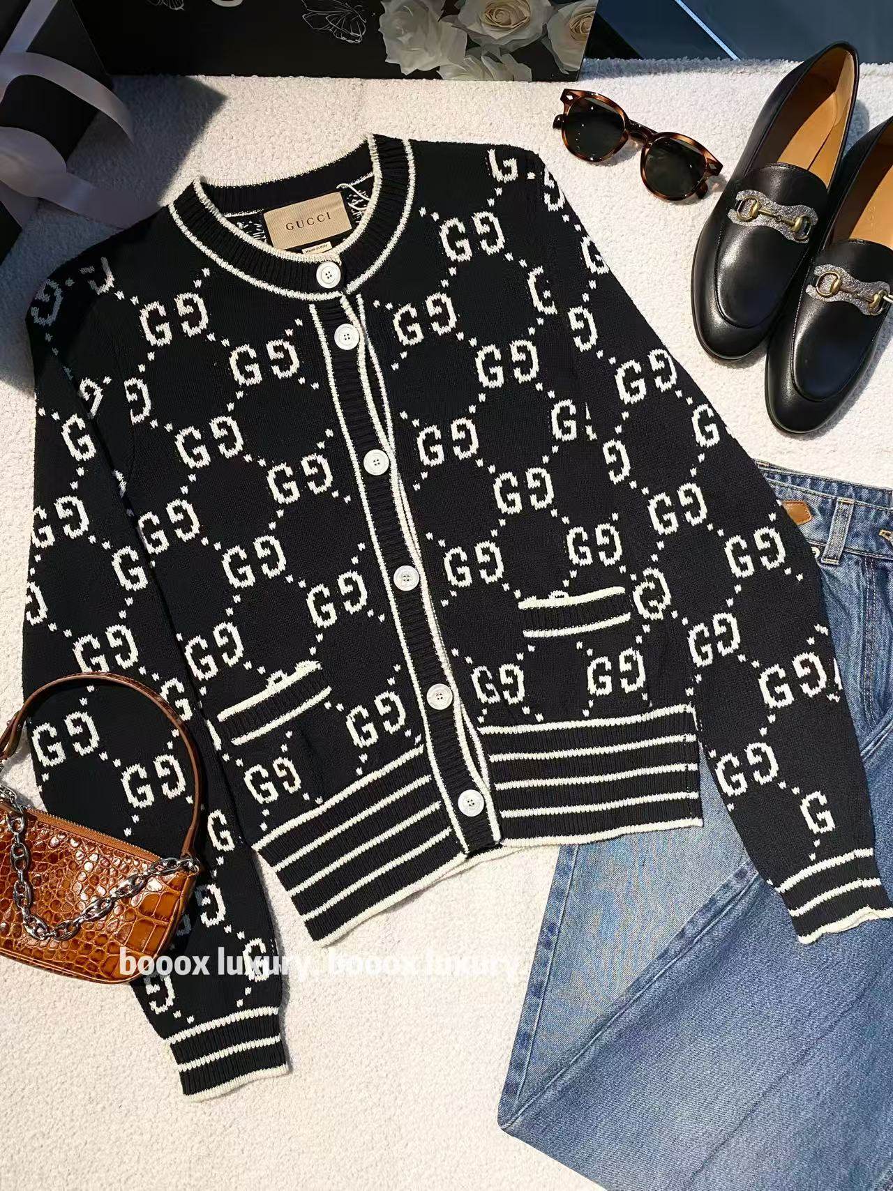 95新 GUCCI/古驰 wc077 棉 老花满印开衫 m码