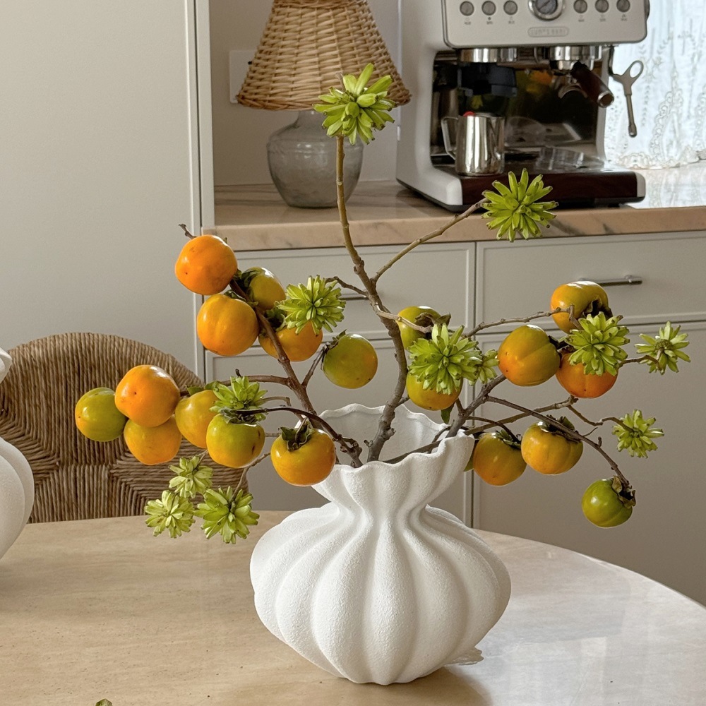 柚萝北欧仿真花干花侘寂风陶瓷花瓶高级感家居软装餐桌玄关摆件