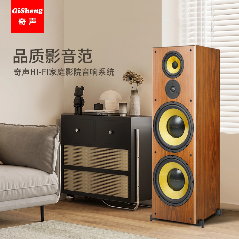 奇声专业发烧落地式家庭影院音响木质Hifi影音惠威喇叭双12寸音箱