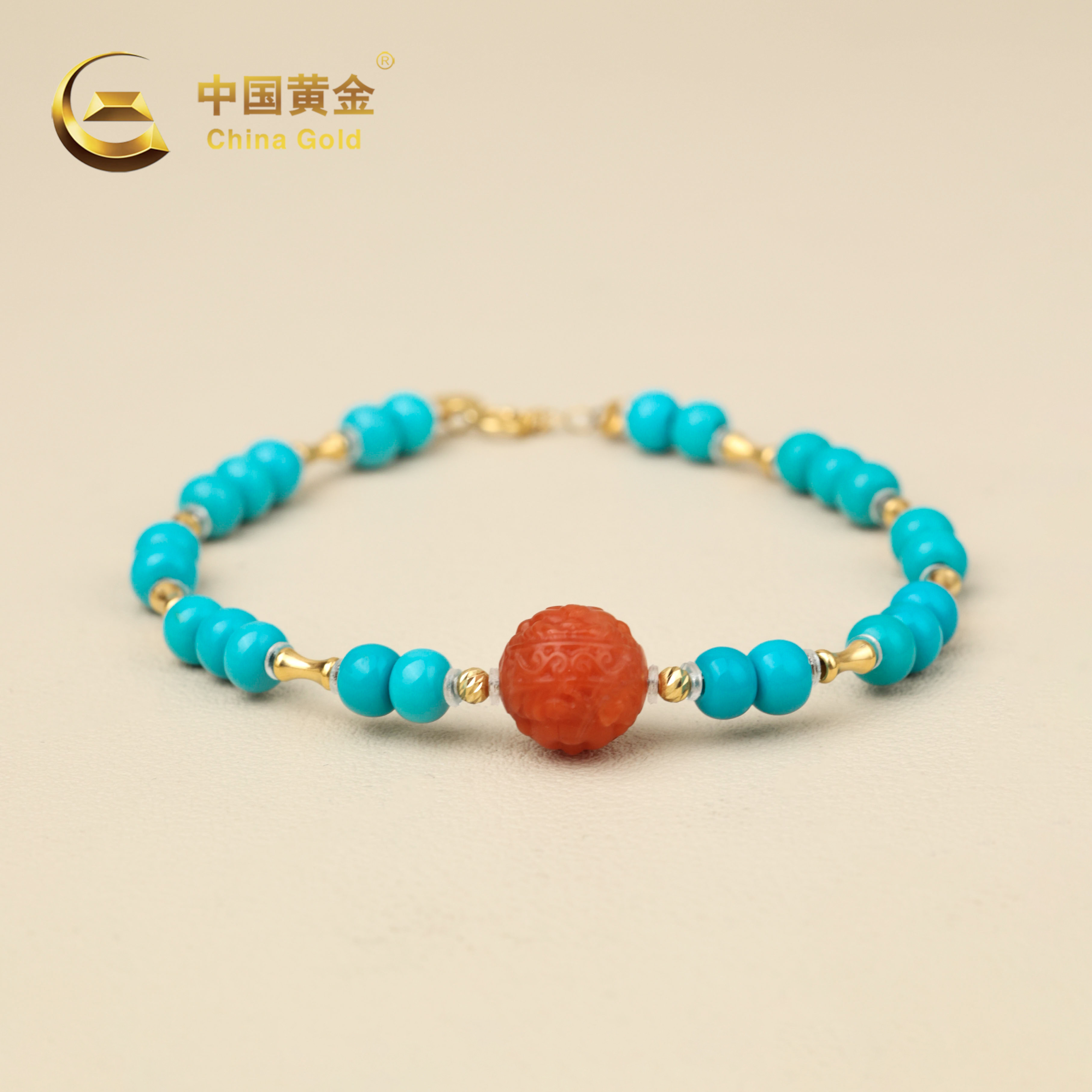 【中国黄金】奕星 | 绿松石*手链*18k金镶嵌-S4597-L-Y