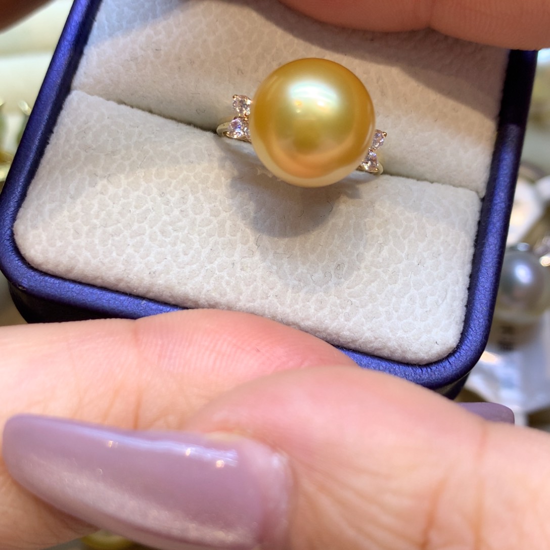 14K金镶嵌戒指海水珍珠