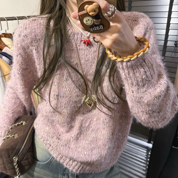 【思含】洋气混色亮丝针织毛衣