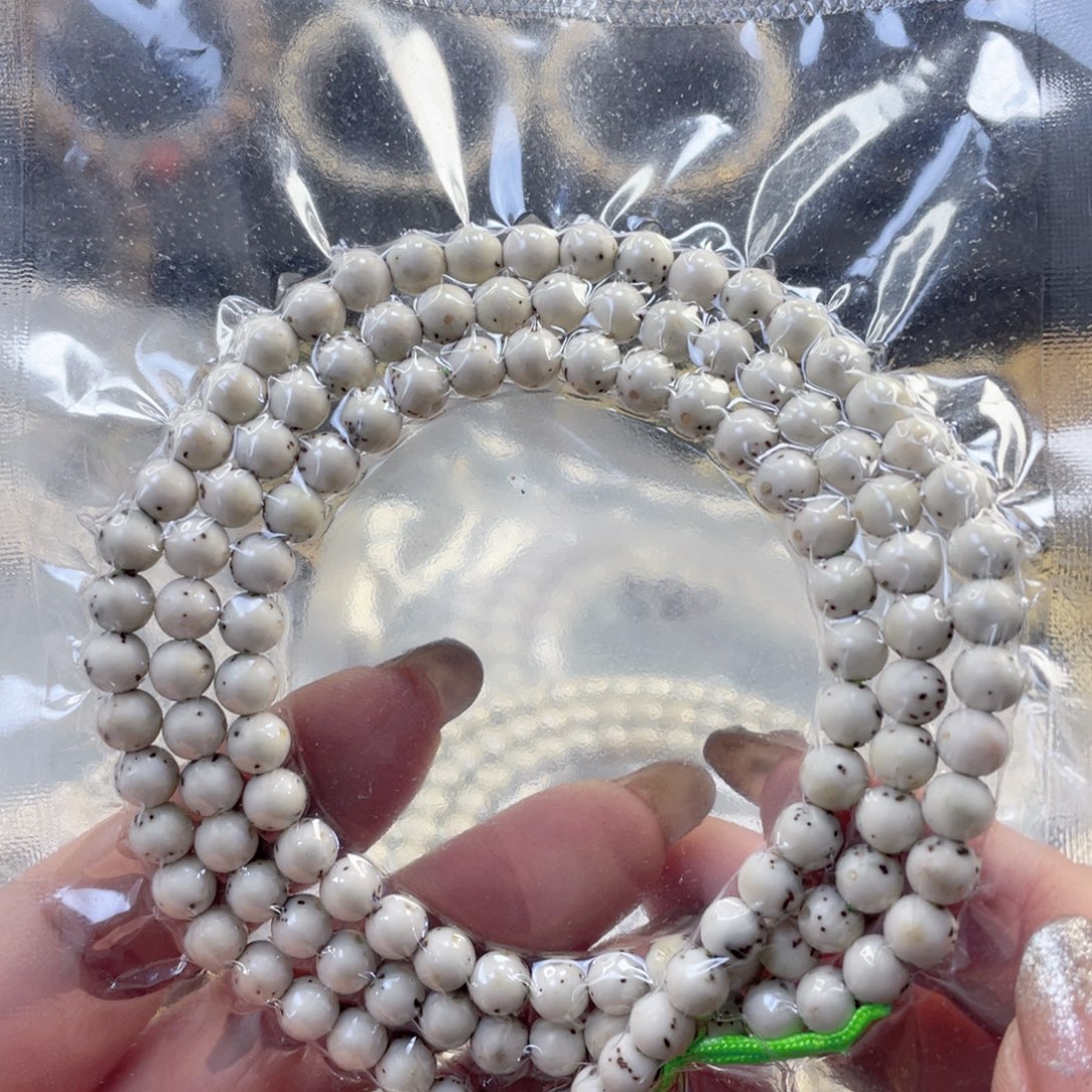 星月菩提吊坠原生态骨瓷白大留白圆珠尺寸6