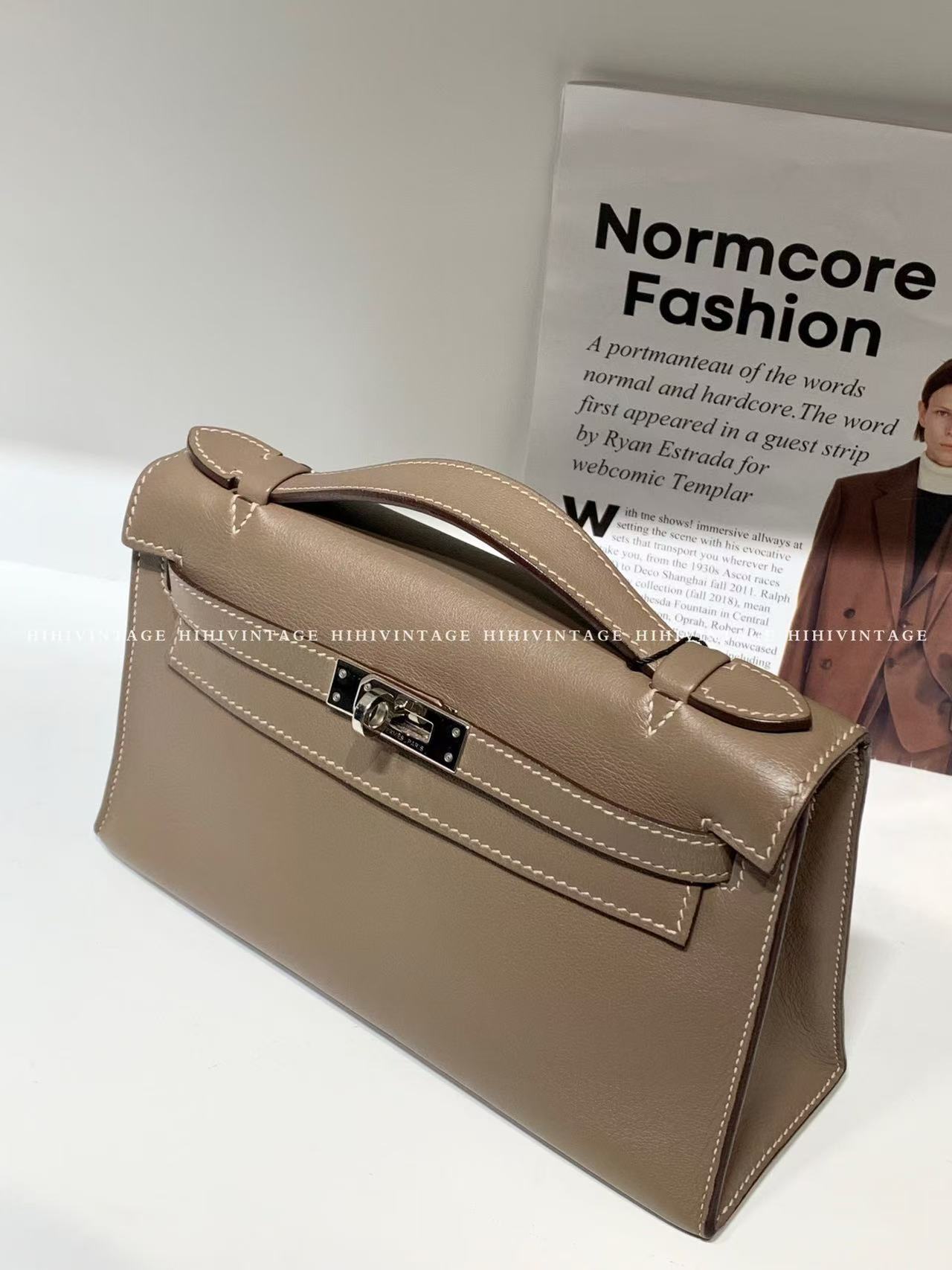 99新 Hermes/爱马仕 HIHI/大象灰mini kelly一代 框J刻/11404090