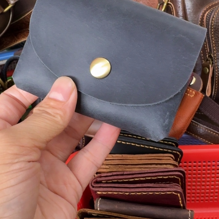 啸***⁰真牛皮卡包零钱包雾霾蓝色一个