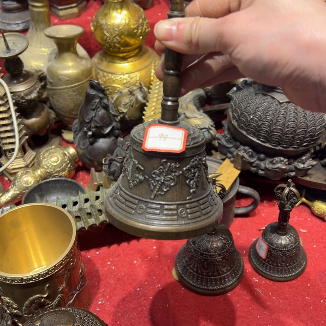 学***禄黄铜摆件，文房摆件