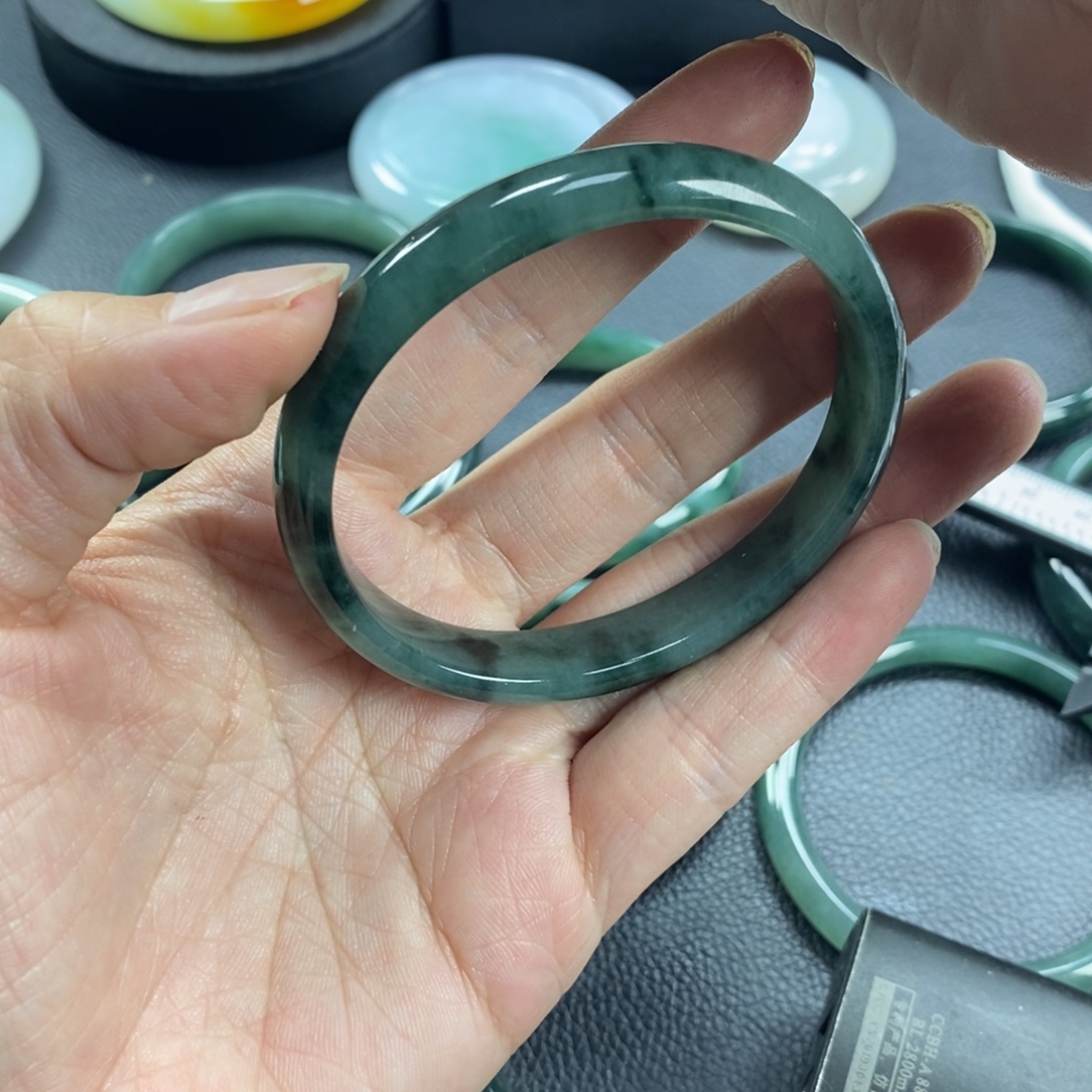 ****橙翡翠未镶嵌手镯天然缅甸翡翠A货57贵妃
