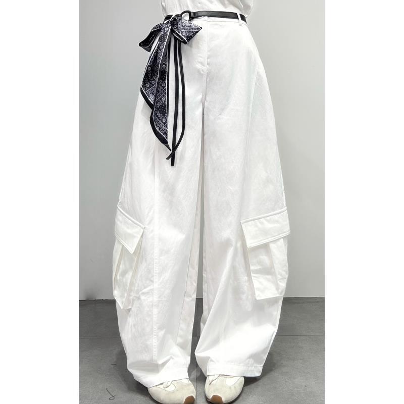 676#2192#秋季新款口袋工装裤休闲宽松显瘦阔腿长裤带腰带丝巾