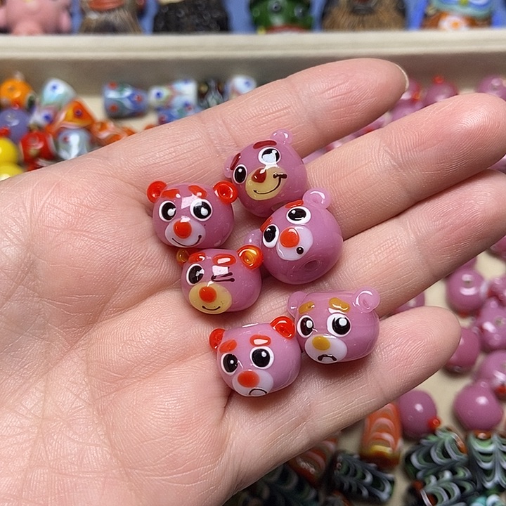 琉璃颈饰粉色小表情小脸一个随机发货016