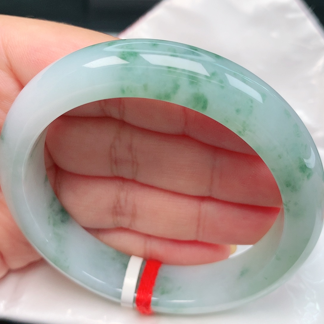 未镶嵌手镯翡翠43胶底小绿花