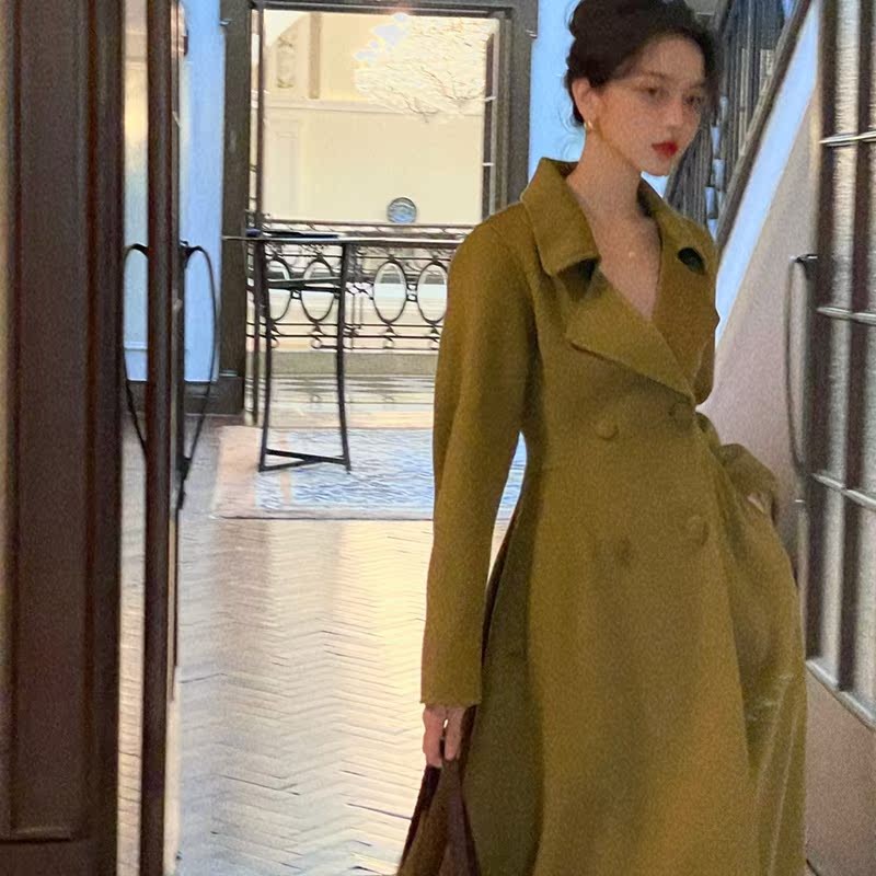 酒午经典返场9.5折复古赫本风裙双面呢加厚纯羊毛外套KLF2229