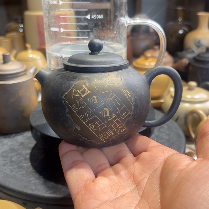 壶建水紫陶手磨作品壶